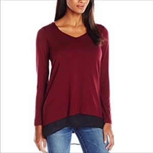 Karen Kane long sleeve burgundy tunic type top.